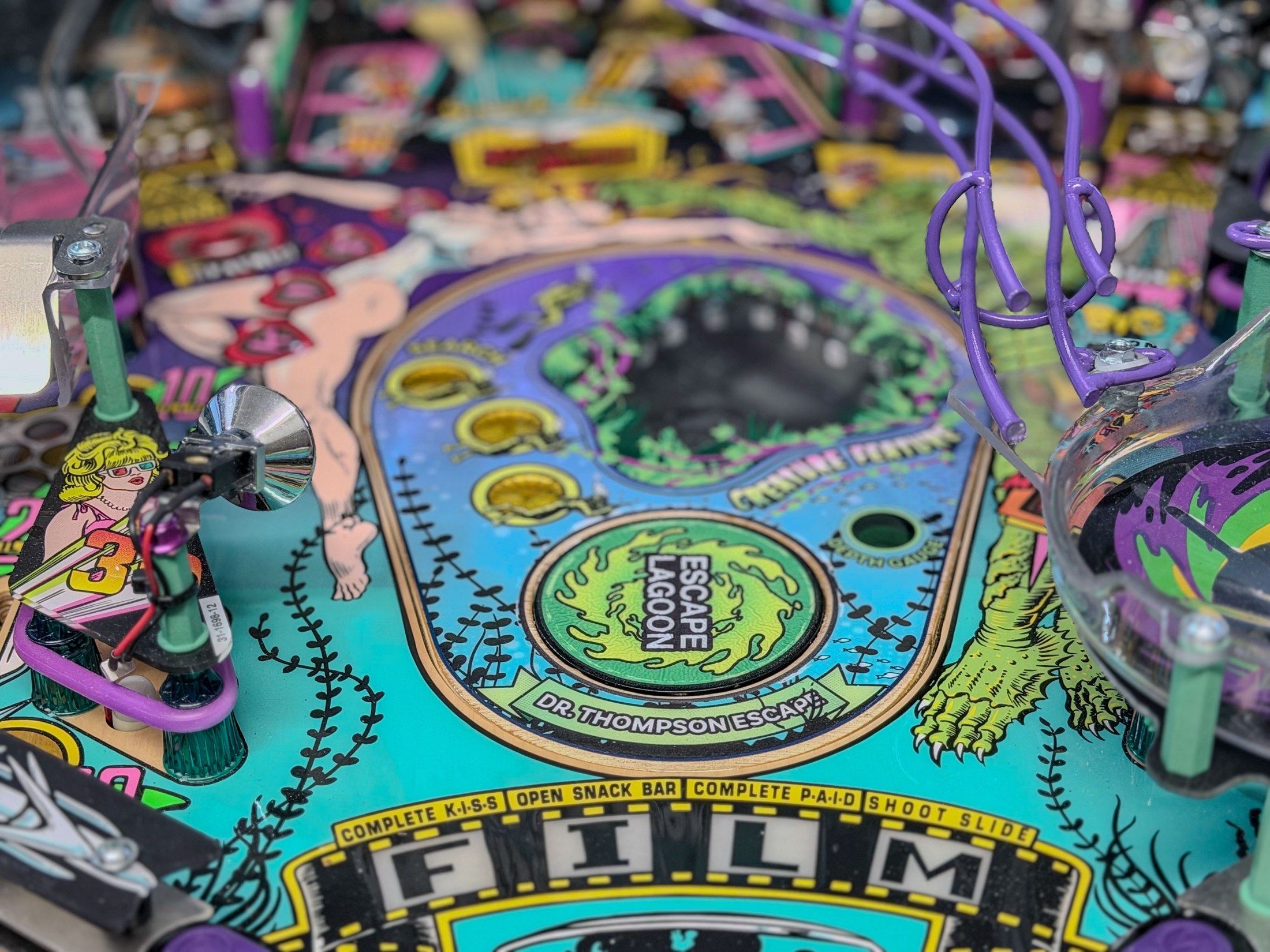 Centred view of the Escape the Lagoon feature on the playfield