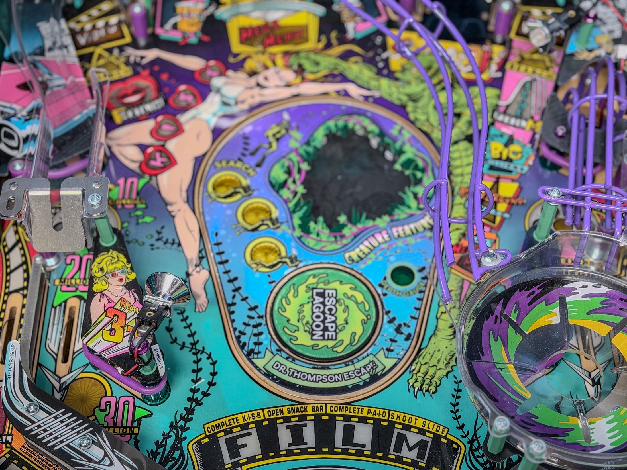 Overhead playfield view showing the complete Escape the Lagoon installation